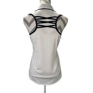 JOFiT Womens White Sleeveless Golf Polo Shirt Size M Zip Neck